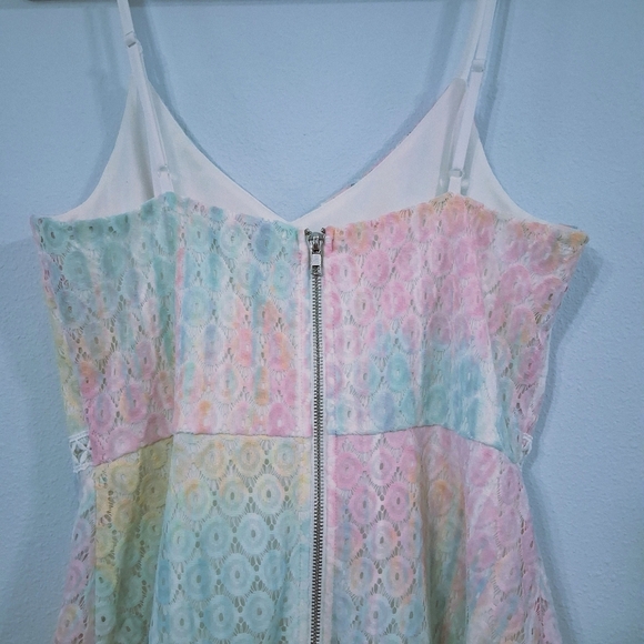 Pastel Fairy Dress Rainbow Lace Adjustable Straps Lined Zipper Back Pink Blue XL - Picture 6 of 13